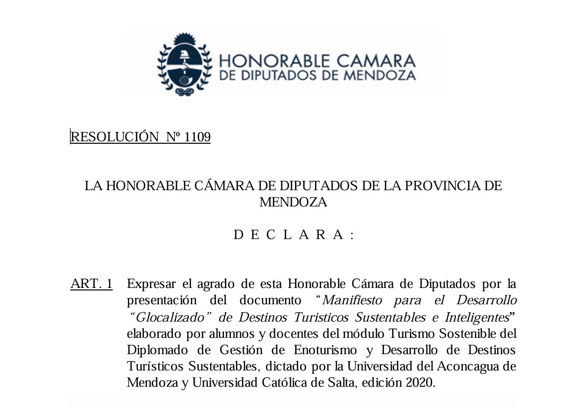 Manifiesto "Glocalizado de Destinos Turísticos Sostenibles e inteligentes"